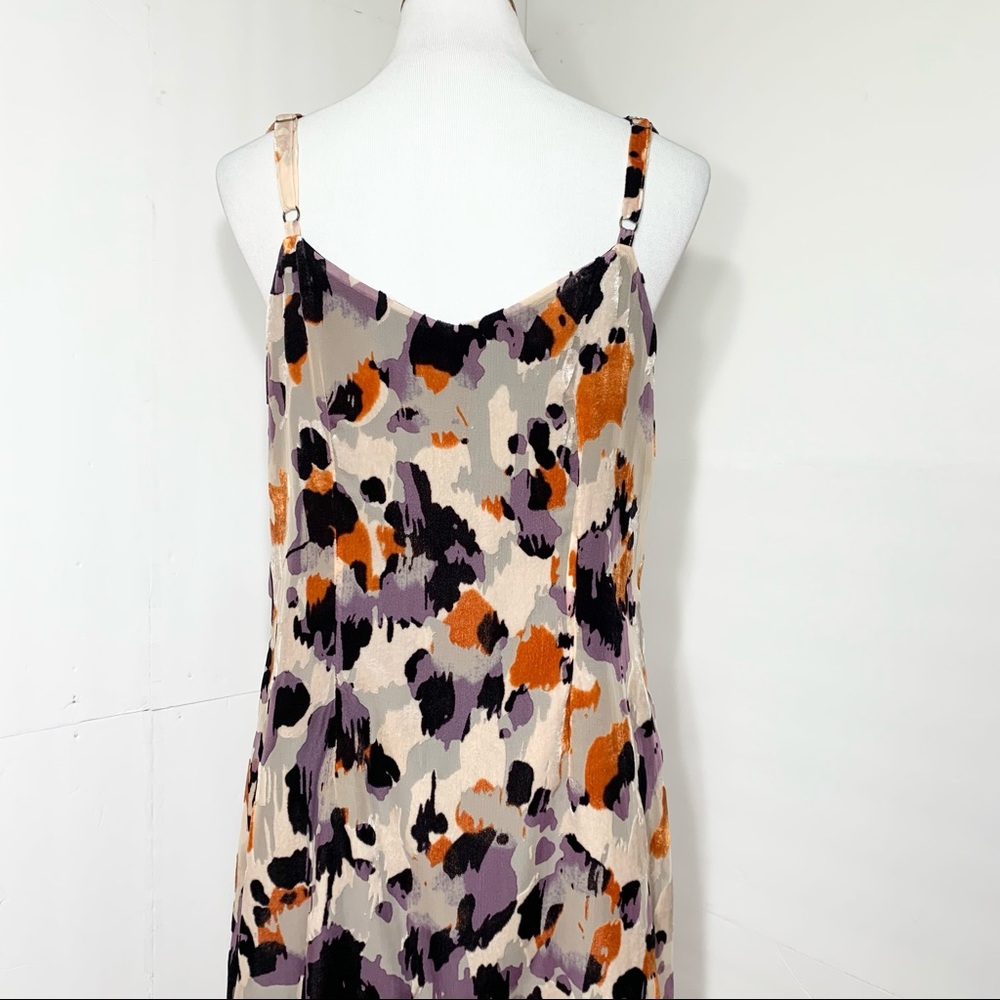 SOLD-Cabi Velvet Watercolor High-Low Slip Dress - Picture 4 of 13
